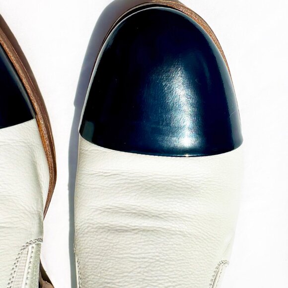Gravati Women’s Leather Loafers – White/Navy Cap Toe – Size 8M – Made in Italy - Picture 8 of 10